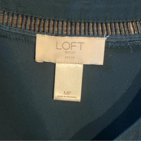 Loft Teal Peplum Short Sleeve Top in Petite Medium - Picture 3 of 3